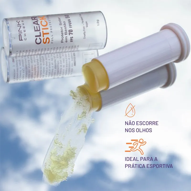Protetor Solar Facial Pink Cheeks Clear Stick FPS70 / FPUVA50